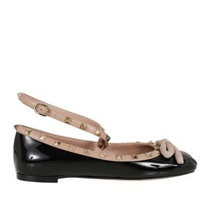 Valentino Black and Tan Studded Flats